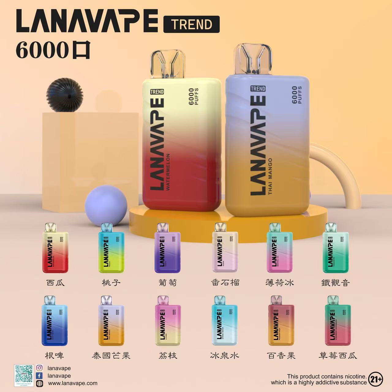 LANA TREND 6000口拋棄式電子煙 (買10送1  20送2  以此類推    送的那隻請添加官方LINE告知口味)