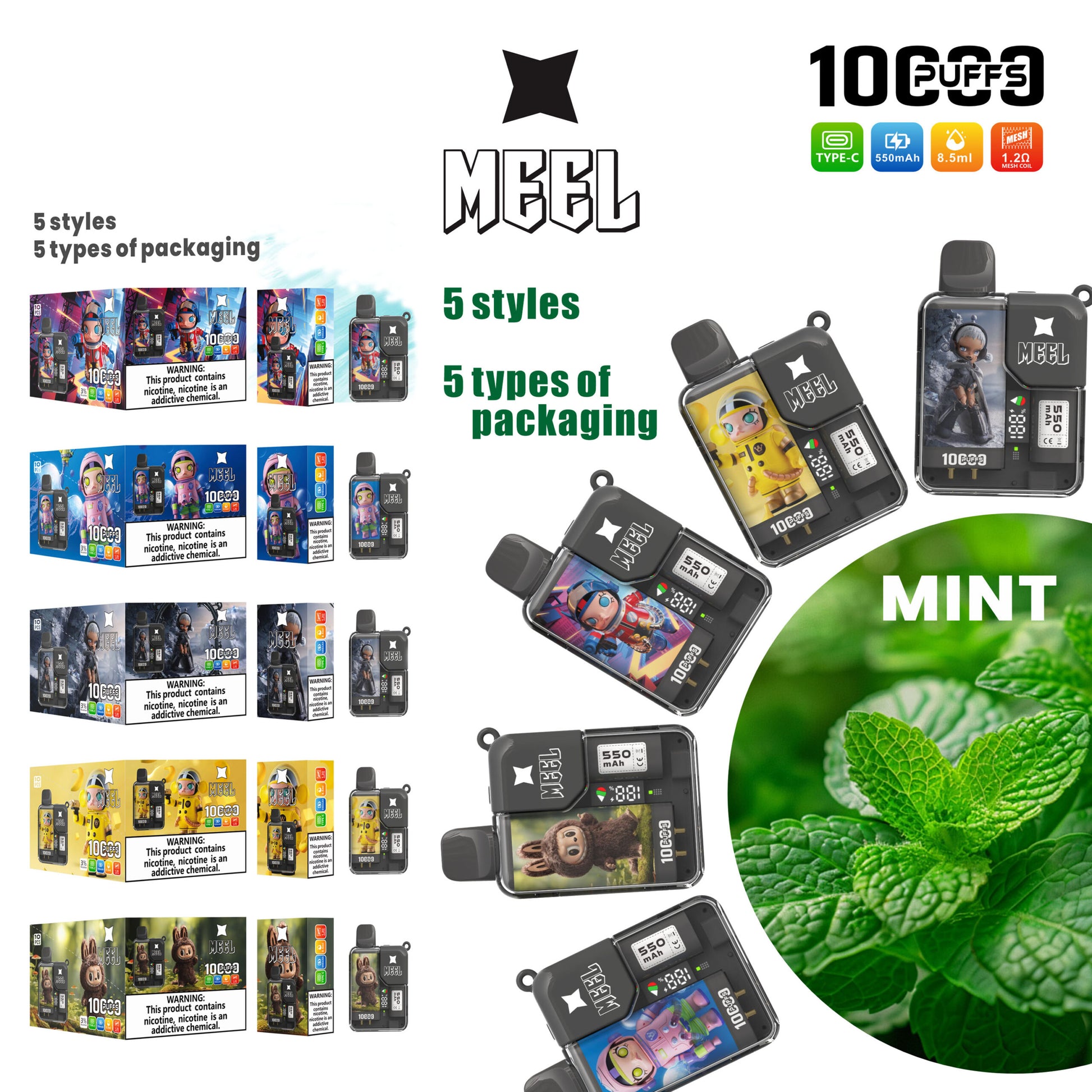MEEL 泡泡瑪特10000口 拋棄式電子煙 (買3送1  )